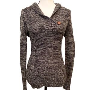 ASHLEY Grandpa Sweater Button V Neck Gray Sz Small